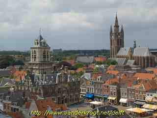 Delft - Uitzicht uit de westtoren van de Maria van Jessekerk