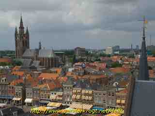 Delft - Uitzicht uit de westtoren van de Maria van Jessekerk