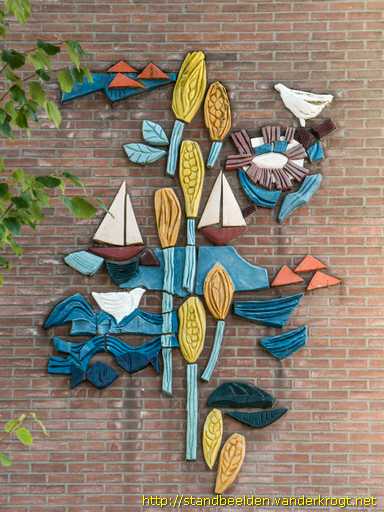Sneek -  Gevelreliëfs 'Oeverlandschap'