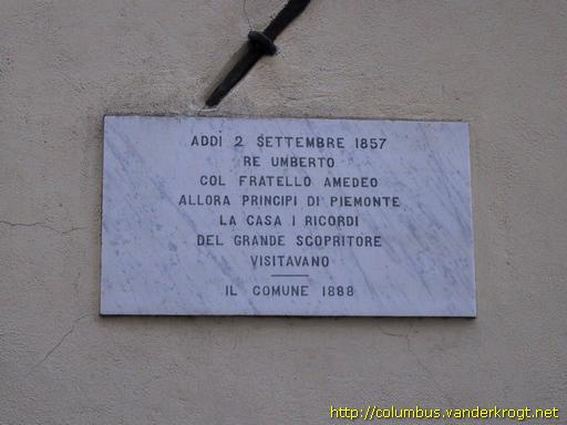 Cogoleto /  Lapide commemorativa della visita di re Umberto I nel 1857