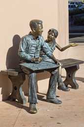 Grandfather and Granddaughter on Bench (Pueblo, Colorado, USA)